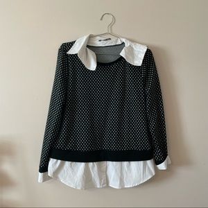 Women’s Faux Collared Shirt Sweater Detail XL